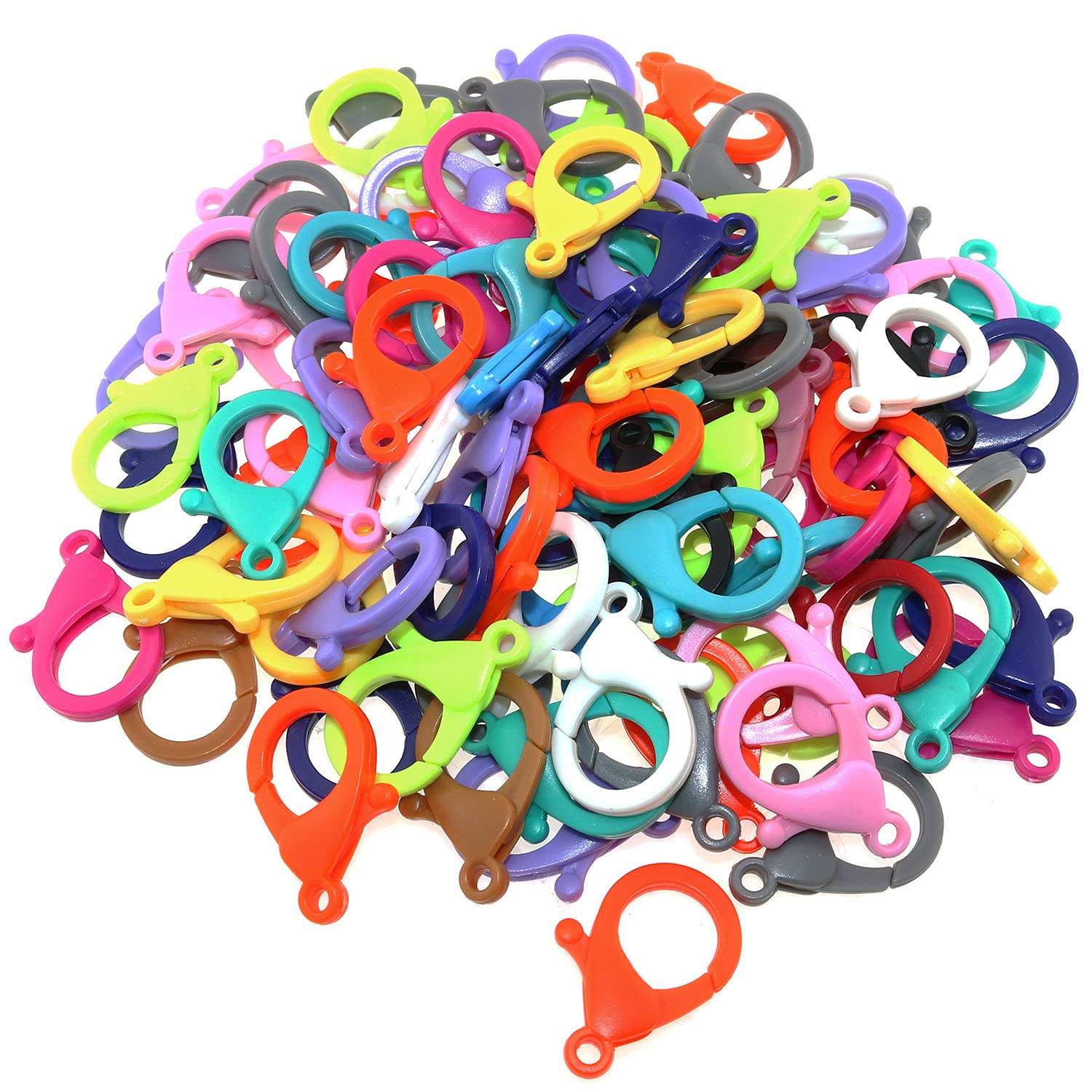 Fermoirs mousquetons multicolores plastique dur 35x15mm attache mousqueton cordon lanière badge x100