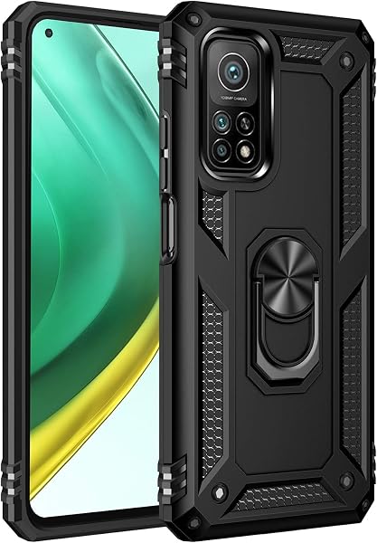 Cover per Xiaomi Mi 10T 5G/10T PRO 5G,+ Vetro Temperato, Custodia per Xiaomi Mi 10T 5G/10T PRO 5G Cover a 360°Girevole Ring Hybrid Armor Bumper TPU Case Protettiva Shell,Nero - 3