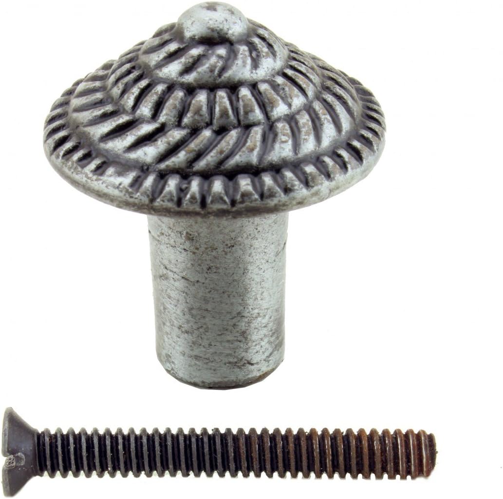 Renovators Supply Manufacturing Round Cabinet Knob Fibonacci Design Iron Pewter Finish Pack of 2