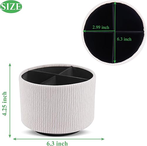 Miniatura 2 de Organizador redondo de cuero para suministros de arte, soporte para control remoto, giro de 360 grados, soporte multifuncional para lápices, 4