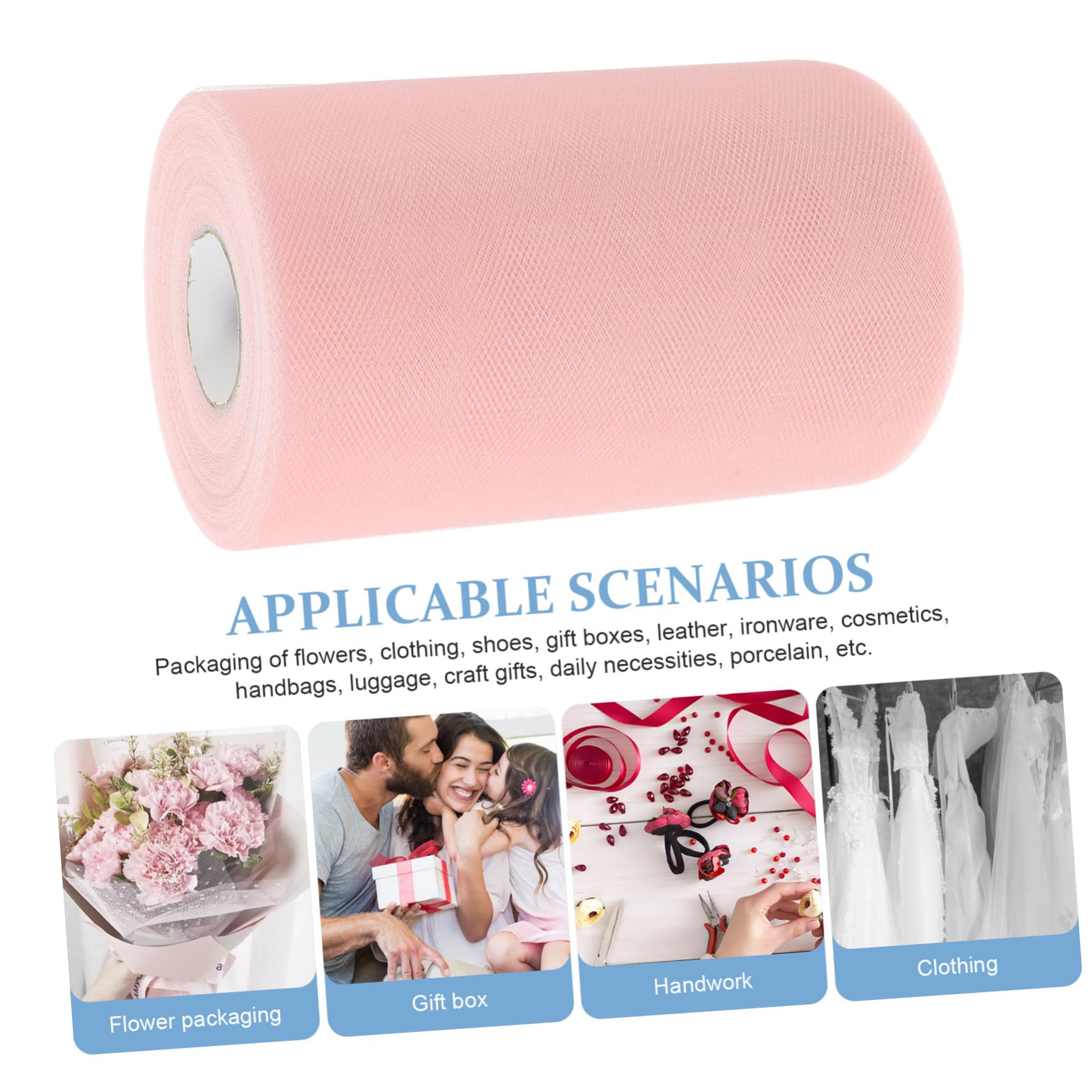 IWOWHERO 1 Roll Mesh Roll Sewing Tulle Fabric Accessory Decor for Home Mesh Ribbon Red Tulle DIY Tulle Home Tulle Easter Stocking Stuffers Party Tulle Fabric Polyester Pink