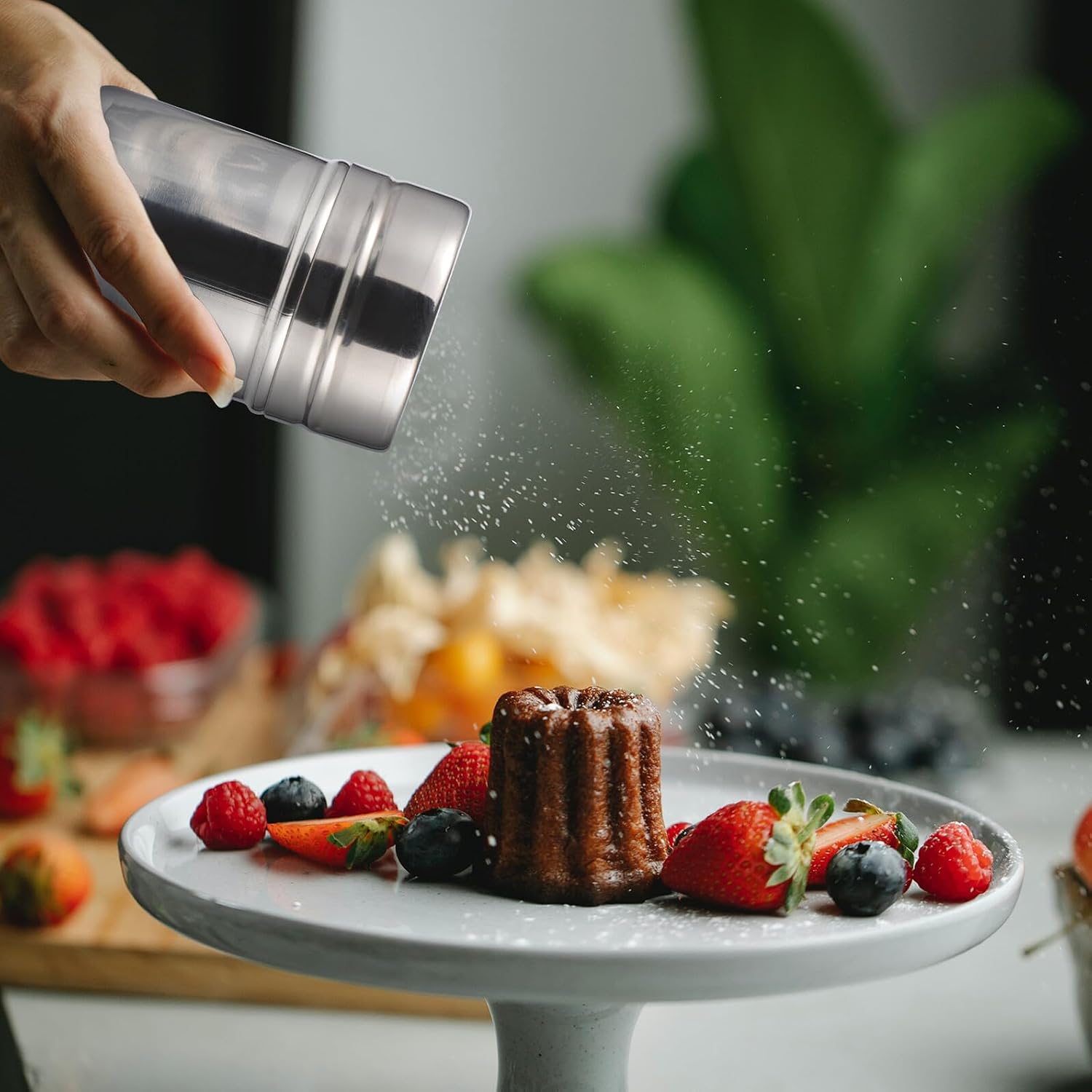 Stainless Steel Coffee Powder Shaker Sifter with Lid Silver