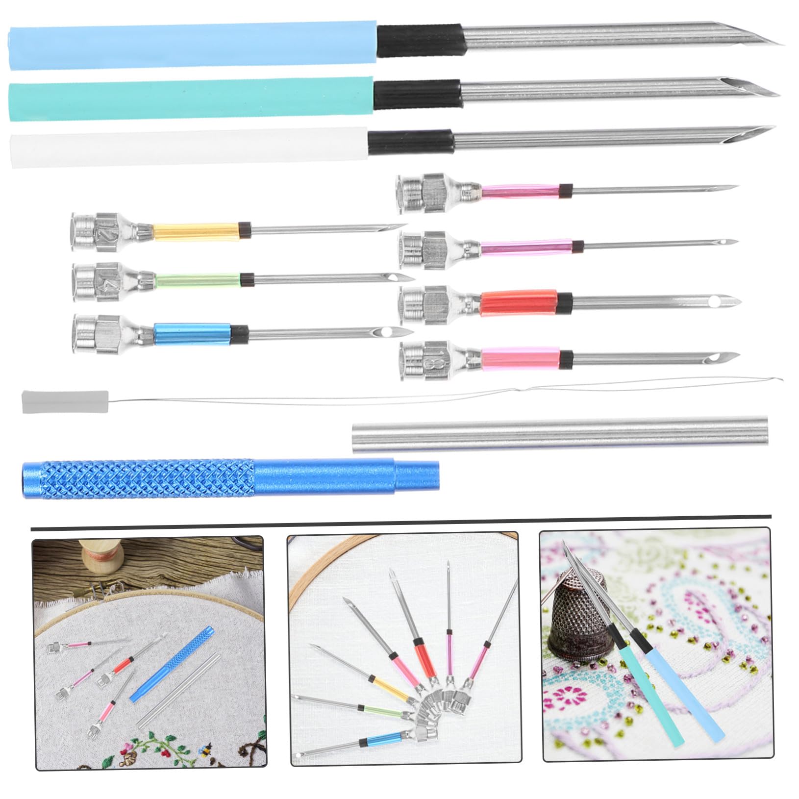 DIYEAH 5 Juegos Kit de Agujas Punzón Metálicas para Bordado y Manualidades DIY Herramienta Ligera y Duradera para Costura Decoración Ropa y Artesanía Juego Completo para Usuarios y Clases