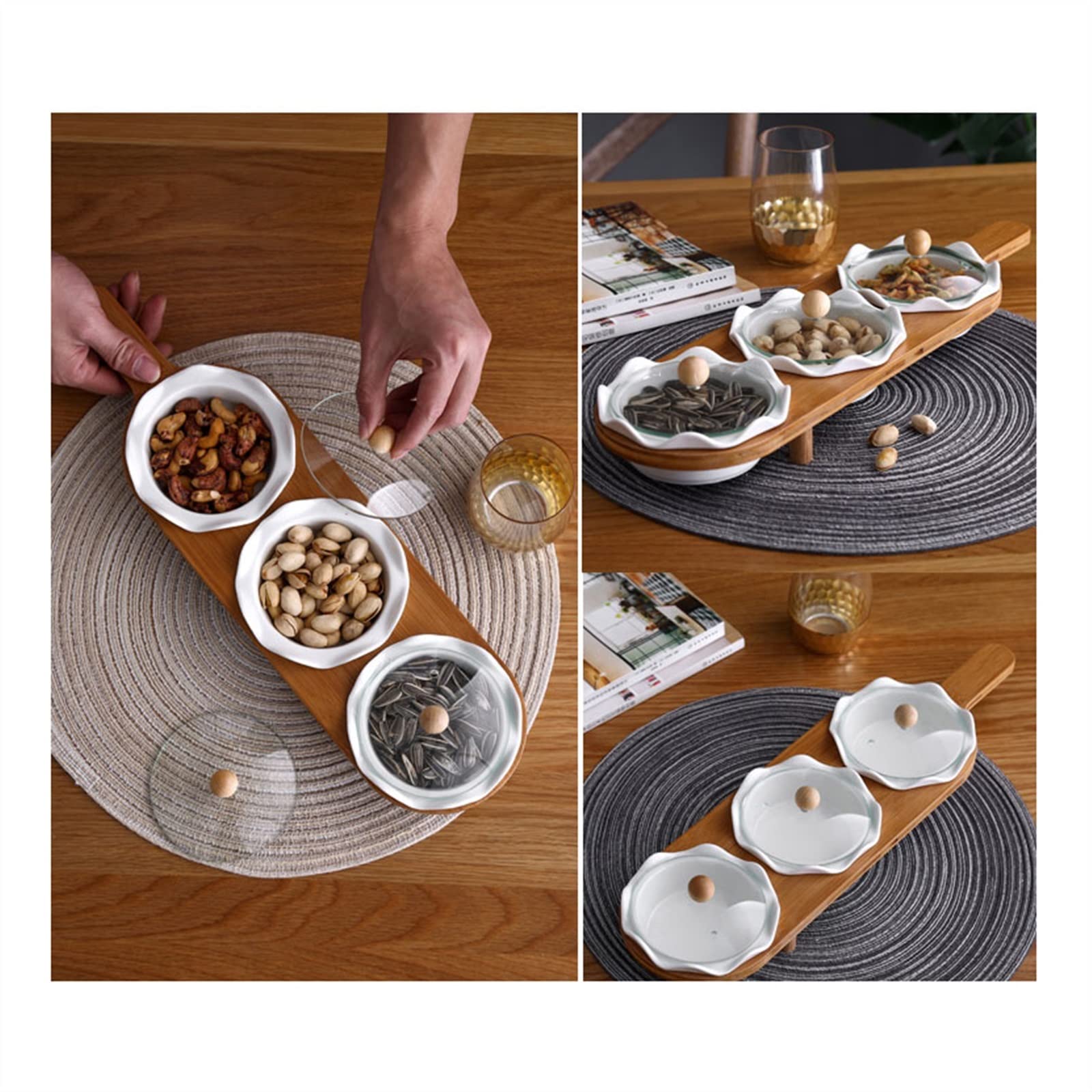 Ciotoline da Snack Piatti da portata Ciotole Set di piatti Vassoio for frutta secca con coperchio Stazione for spuntini Ciotole for patatine e salse Piatto for salse Vassoio for snack Ciotole Piatti P
