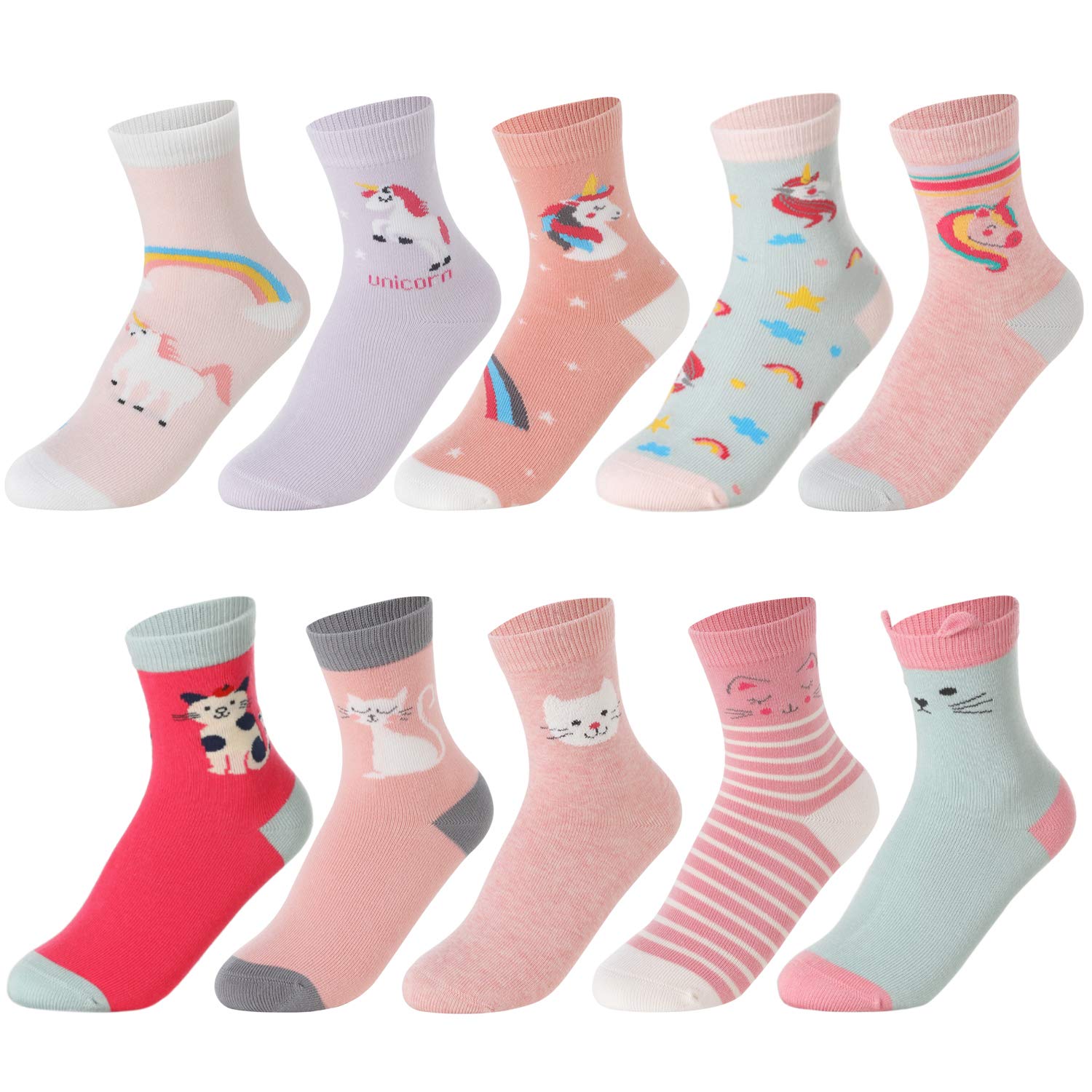 Calzini Bambina，Calzini Bambino，Calze Animali interessanti, Calze da Ragazza Colorate，5-10Paia