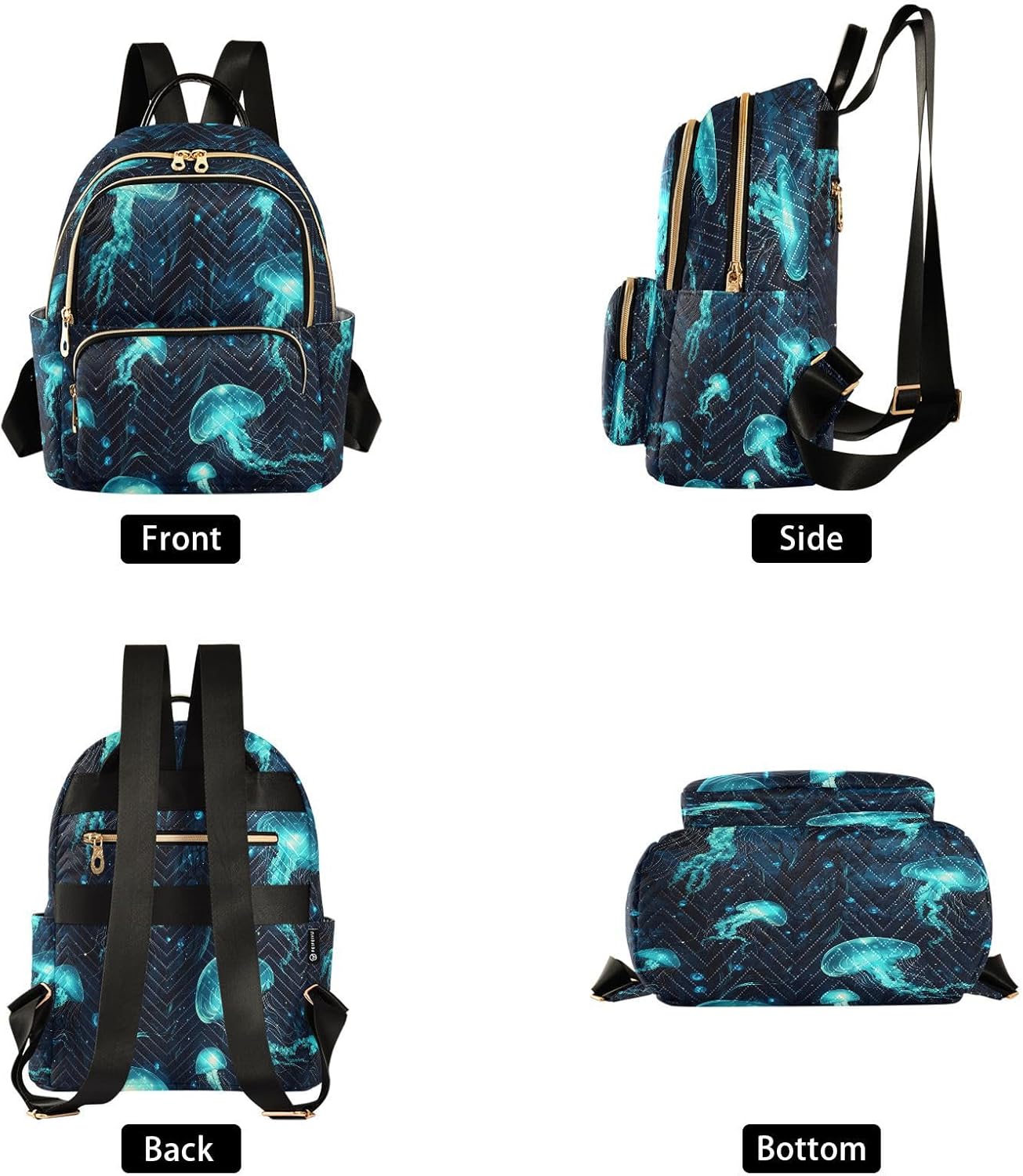 ALAZA Blue Jellyfish Pattern Small Backpack Purse for Women Travel Bag Lightweight Shoulder Bag Fashion Daypack