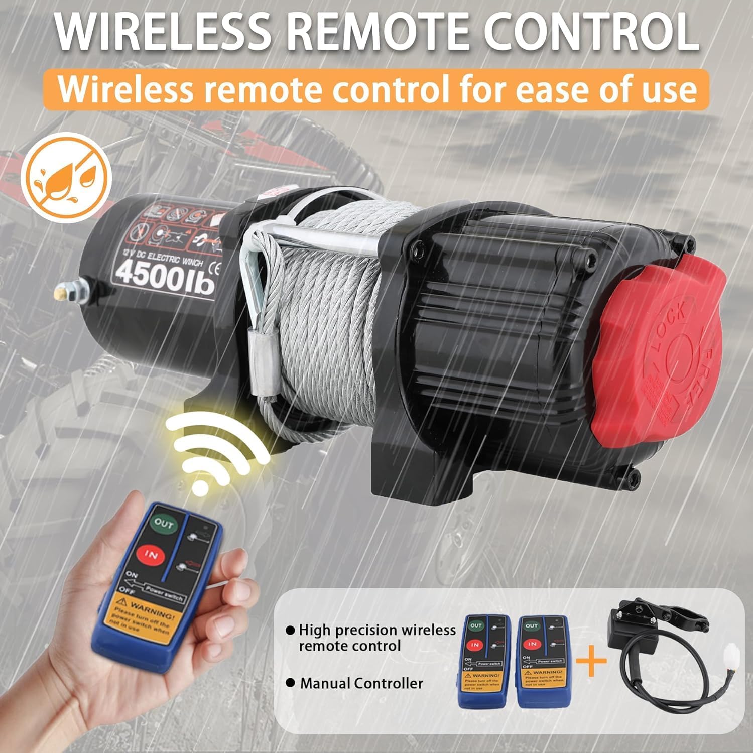 Tool Offroad 4500 lbs Electric Winch, 12V Steel Rope Trailer Winch with Wireless & Wired Remote, Waterproof Recovery Winches for Towing ATV/UTV, Boat, Black