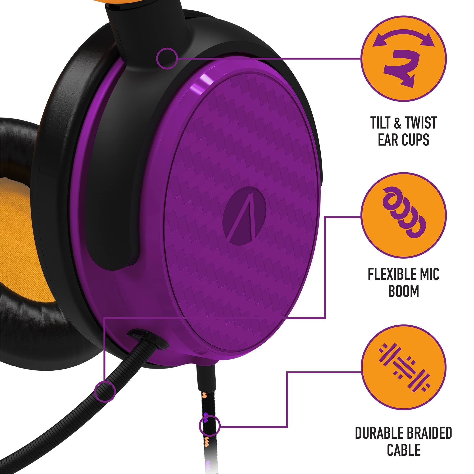 STEALTH C6-100 Gaming Headset Over Ear Neon Orange Lila PS4 PS5 Xbox Switch PC 3.5mm Klinkenstecker