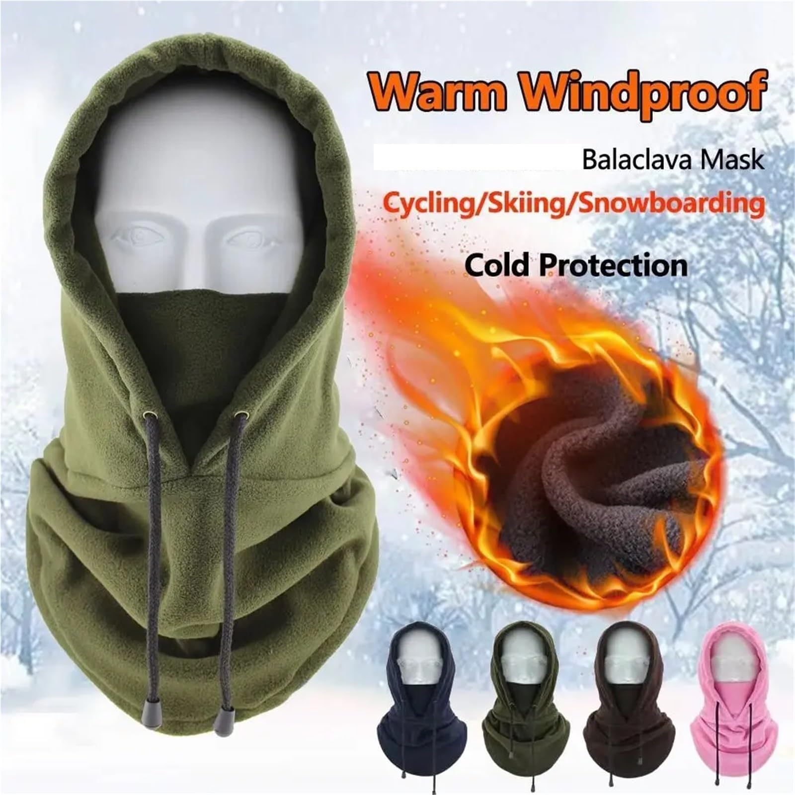 Masque De Cyclisme 2 pièces Cagoule Hiver Chapeau Bonnets Plus Chaud Coupe-Vent Complet Masque de Ski Casquettes Hommes Bonnets écharpes Écharpe pour La Moto