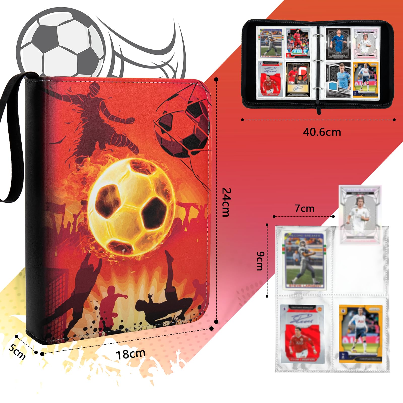 TAOPE Card Album for Football Binder Card Holder 4 Pocket with Sleeves, Football 400 Card Holder Album - Image 2