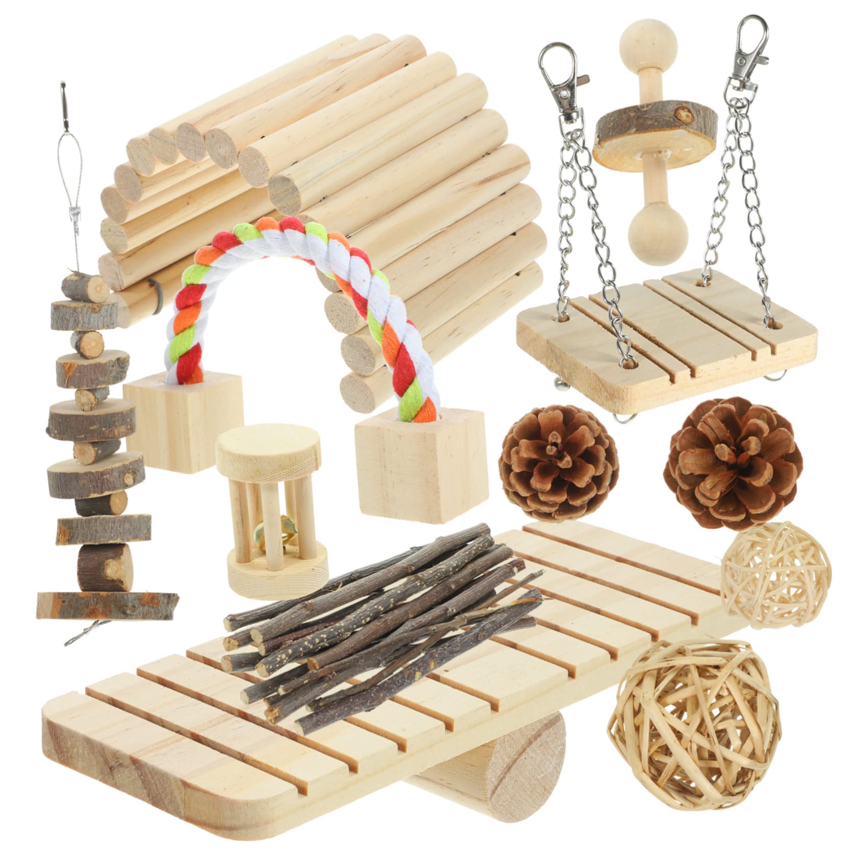 WOONEKY 1satz Hamster Kauspielzeuge Set Mit Schwingschaukel Und Wippe Bissspielzeuge Für Hamster Meerschweinchen Kaninchen Und Andere Kleine Haustierepapierverpackung