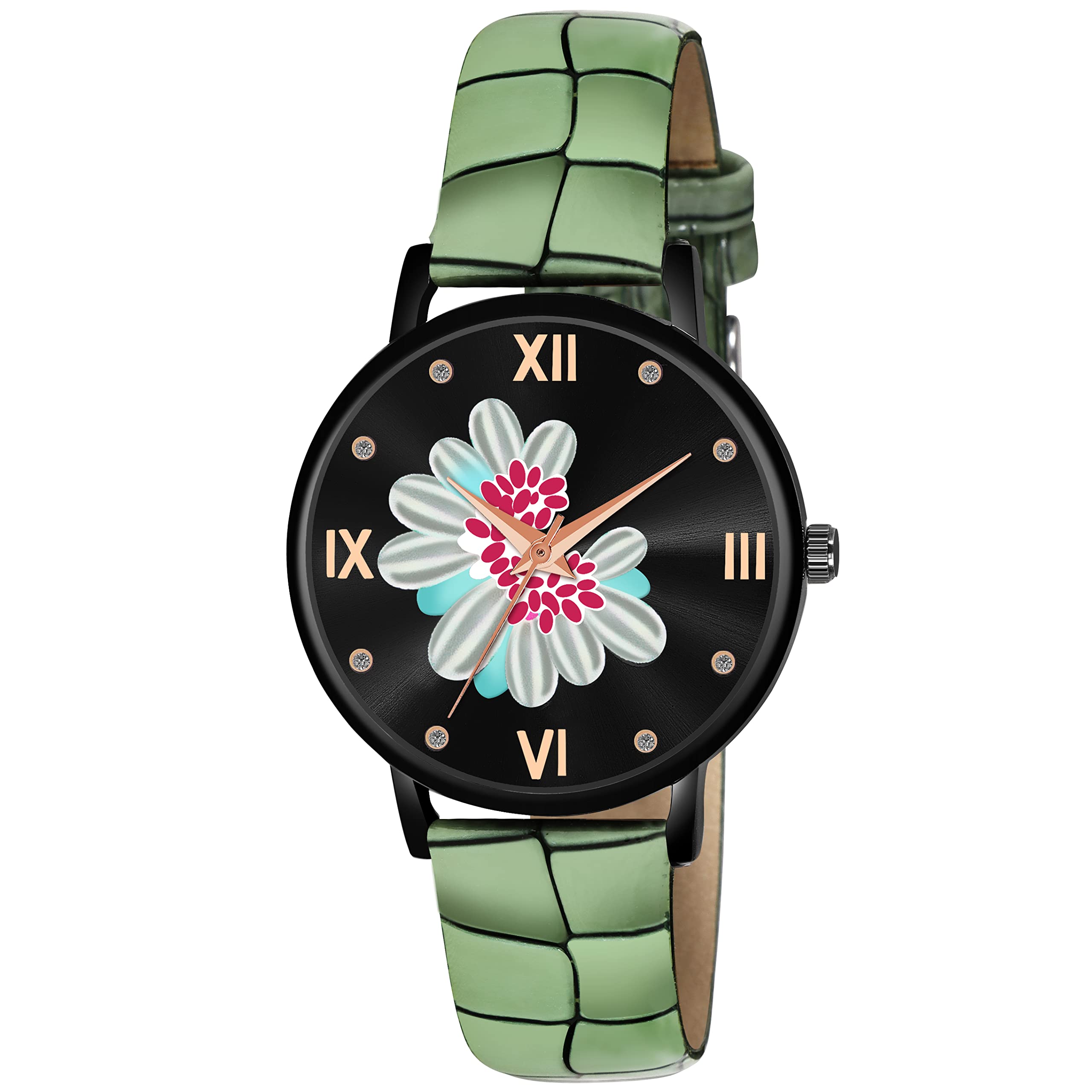 MIVAAN Analogue Print Dial Green Lathers Strap Women and Girls Watch (AB60) (Green) (B0BQBLDMDW) Amazon Price History, Amazon Price Tracker