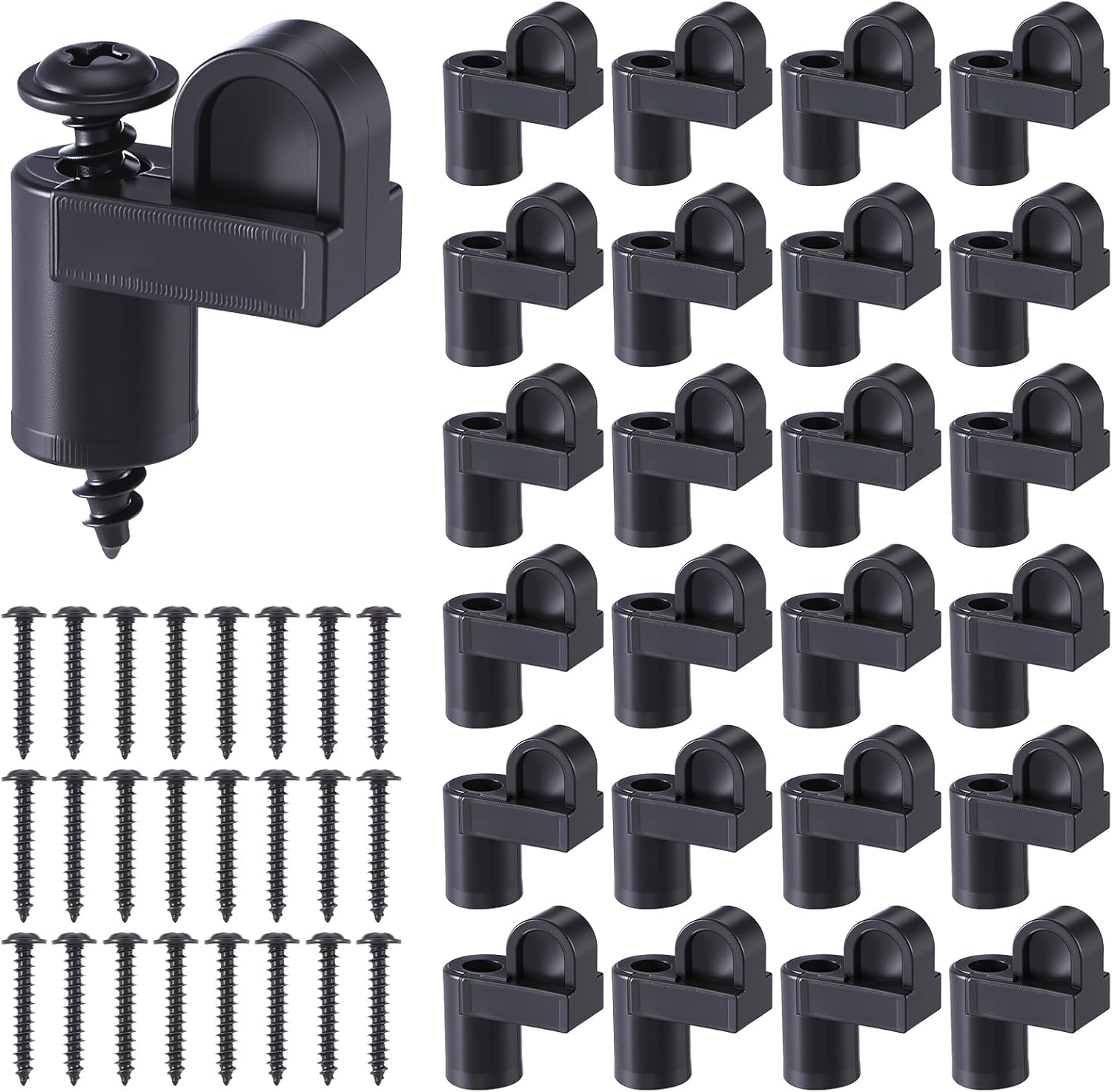 24 Pack 3/8 Inch Window Screen Clip with Screws Offset Window Screen Holder Clips Storm Windows Clips Black Screens Retainer Clip for Fastens Winter Windows Screens Storm Door Panels
