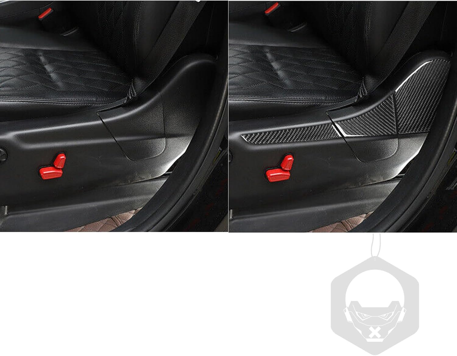 Real Carbon Fiber Car Seat Side Panel Anti-Collision Cover Seat Adjustment Trim Sticker Set Compatible with Dodge Durango 2014-2020 Auto Premium Interior Accessories Black 6pcs