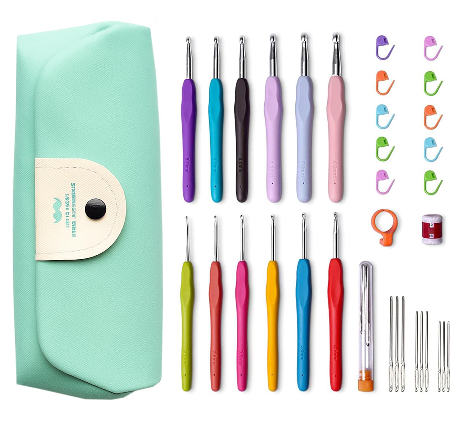 KRENZ Crochet Hooks Set Ergonomic Soft Grip Rubber Handles Ergonomic Crochet Hooks Set Crochet Kits for Beginners Adults, Sister Gift