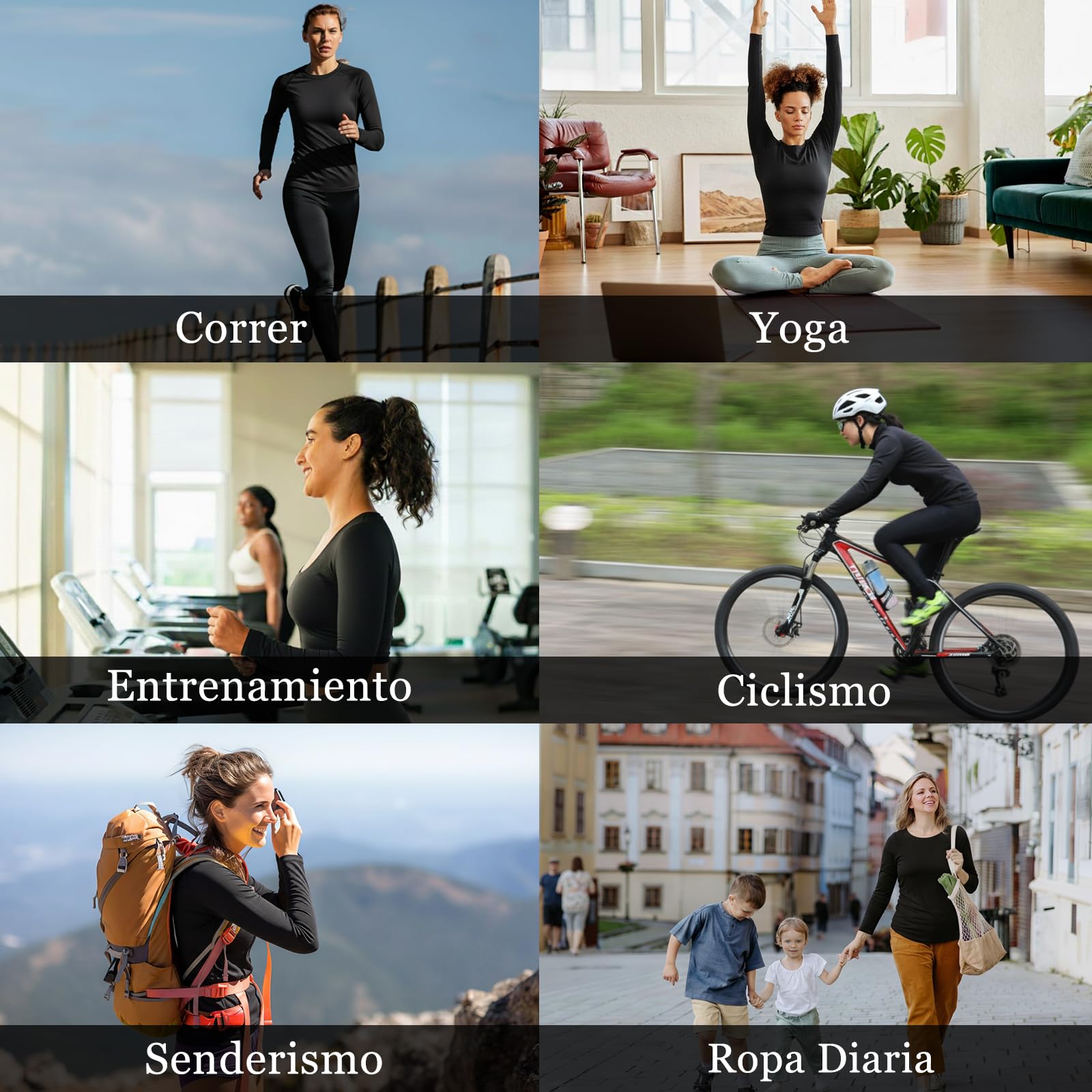HYCOPROT 4 Pack Camisetas de Compresión para Mujer Manga Larga Ropa Deportiva Secado Rápido Transpirable Top Deportivo Base Shirts para Gimnasio Yoga Running Senderismo Trekking Ciclismo Fitness