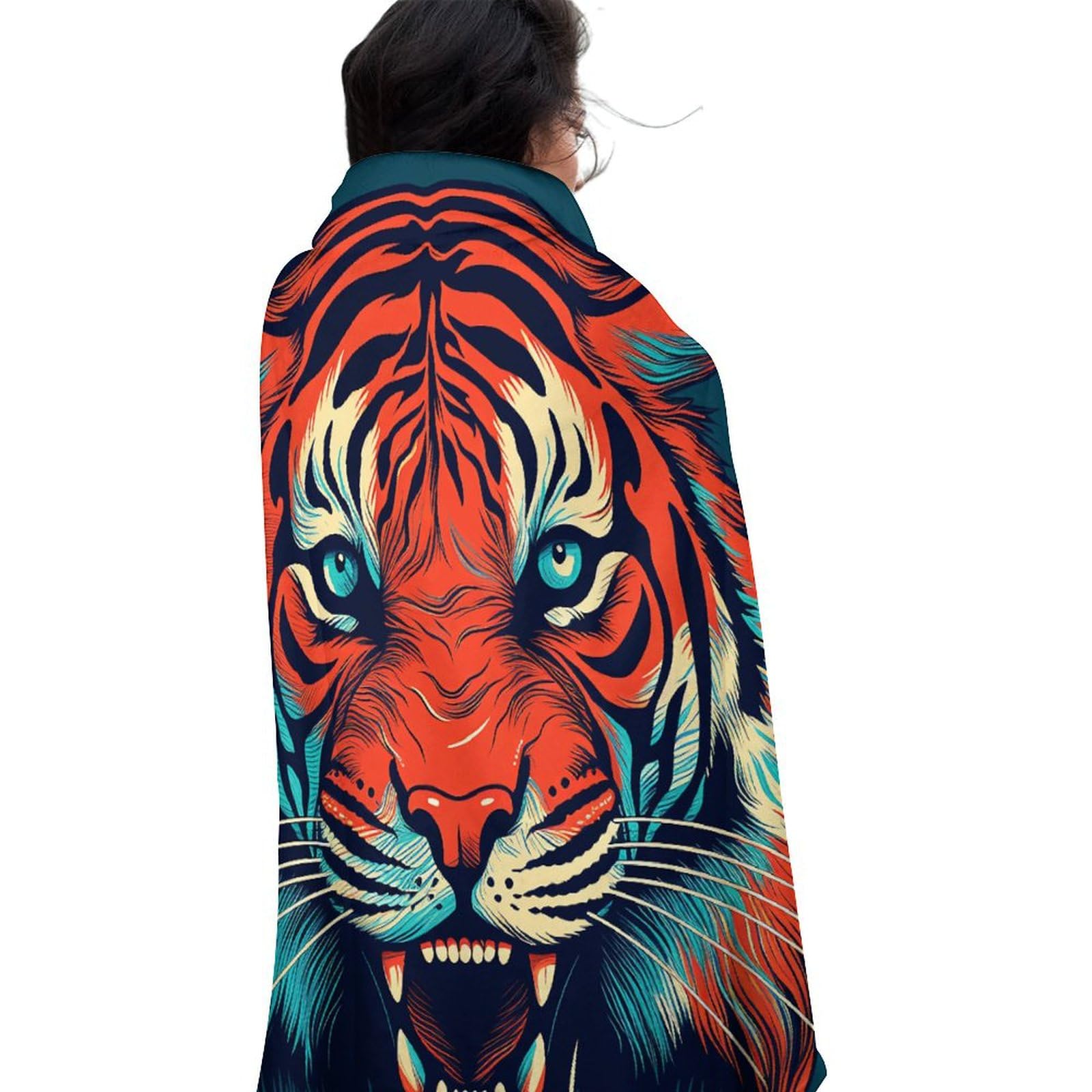 Couverture ronde tigre rouge 150 cm pour salon et canapé