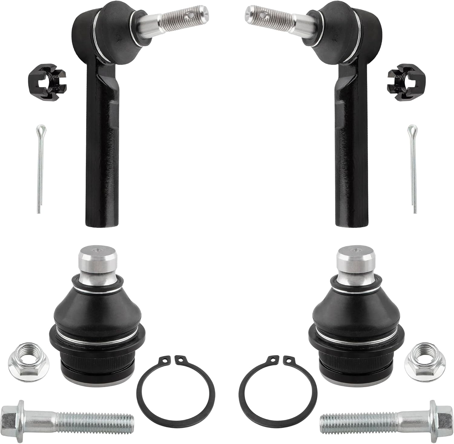 BOXI (Set of 4) Front Lower Ball Joints + Outer Tie Rod Ends Fit for Dodge Caliber 2007-2012 for Jeep Compass Patriot 2007 2008 2009 2010 2011 2012 2013 2014 2015 2016 2017 | Replace K500063 ES800408