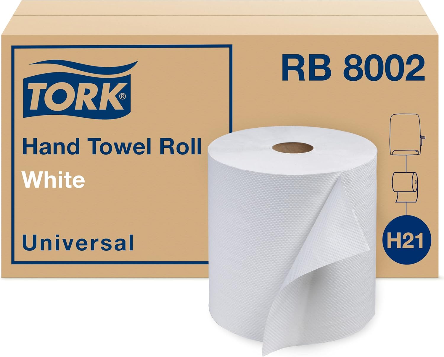 Tork Hand Towel Roll White H21, Universal, 100% Recycled Fiber, 6 Rolls x 800 ft, RB8002 800 Foot (Pack of 6) White Towel Roll