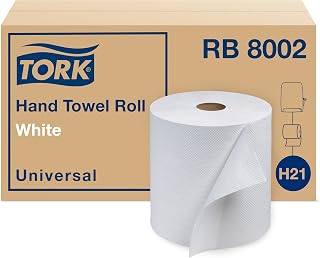 Tork Hand Towel Roll White H21, Universal, 100% Recycled Fiber, 6 Rolls x 800 ft, RB8002