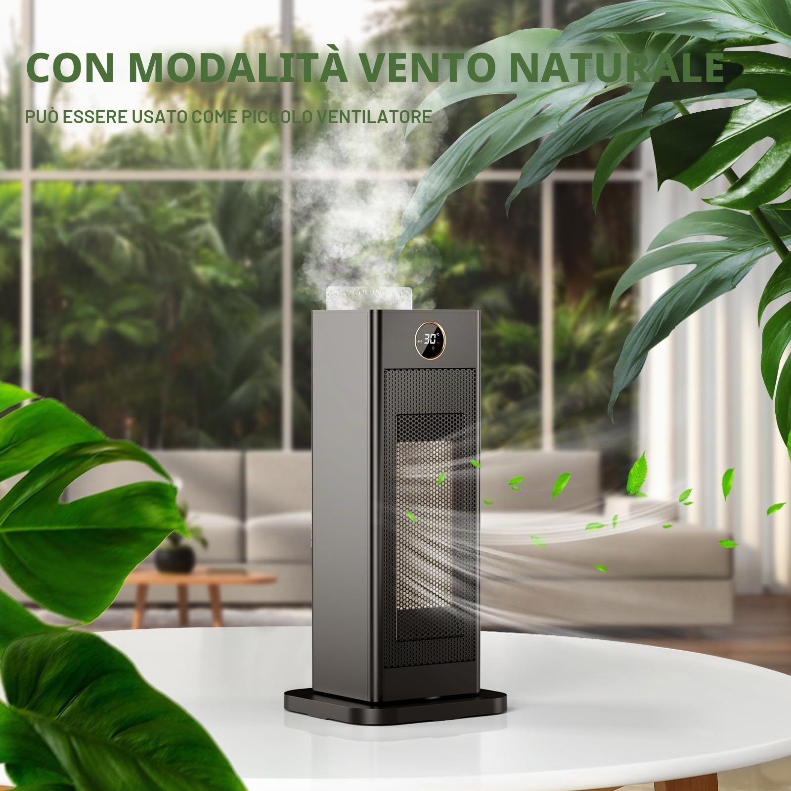 LIFERUN 2000W Termoventilatori Ceramici Compatti con Umidificatore Integrato, Timer, Telecomando, ECO, Oscillazione, Doppia Protezione Stufette Elettriche Silenzioso per Piccoli Spazi di a 10-25 mq