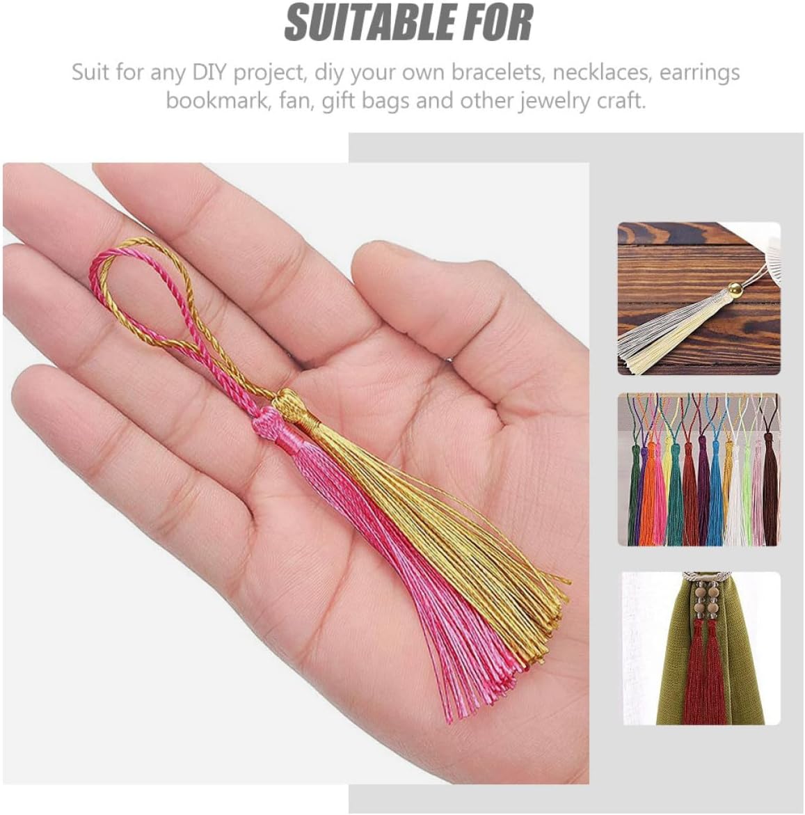 300pcs Polyester Bookmark Tassels DIY Keychain Tassel Pendants Handmade Hanging Decor for Sewing Craft Accessories and Home Curtain Decorations