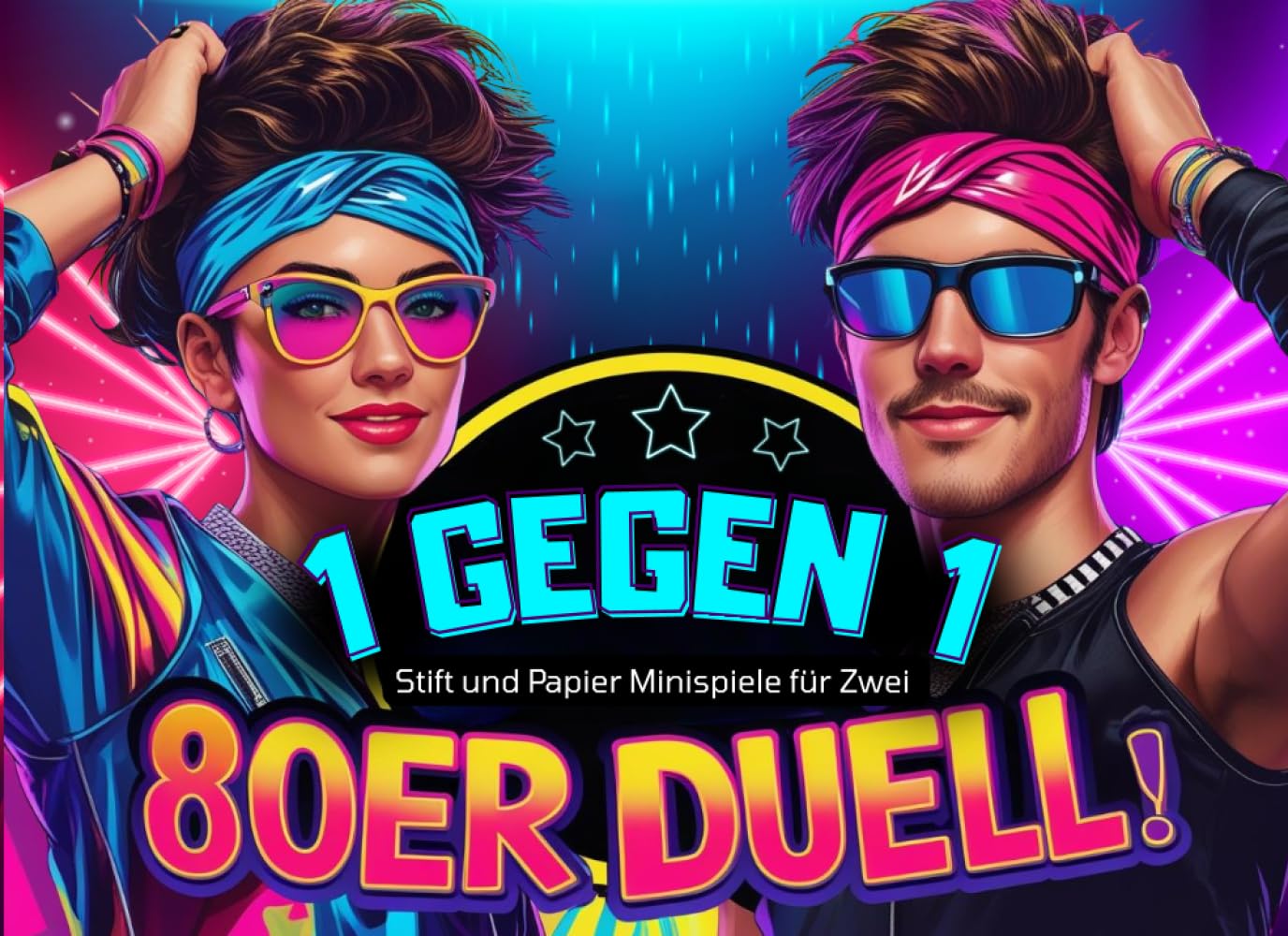 1 gegen 1 80er Duell: 25 farbige Stift & Papier Quiz Spiele für 80er Jahre Fans. Ideal zum Verschenken für Freunde, Eltern oder Paare