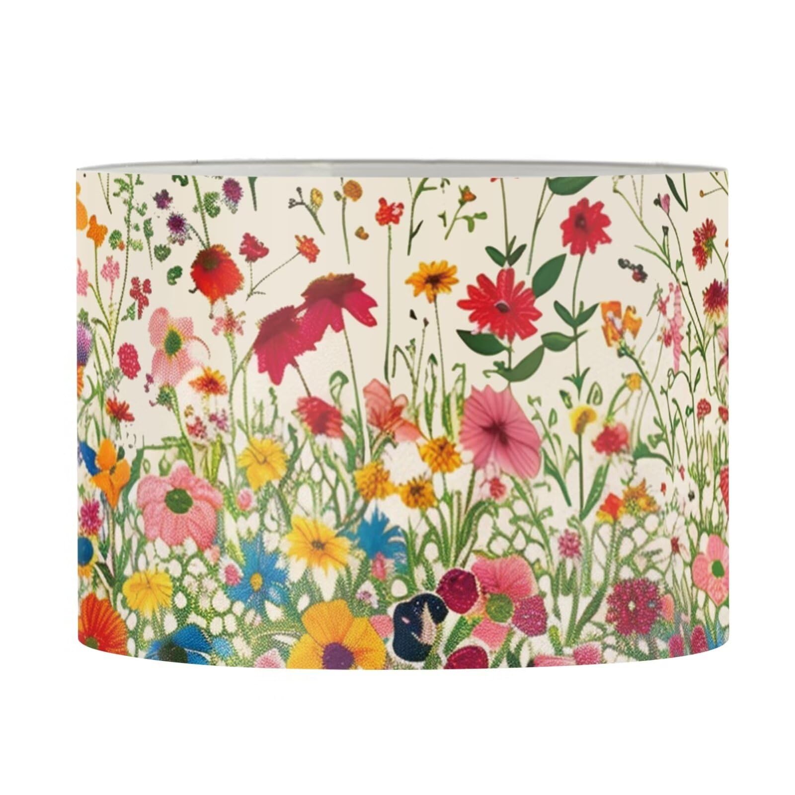 FANCOSAN Vintage Flowers Lampshade Modern Drum Lamp Shade Cover for Living Room Bedroom Desk Table Nightstand Home Decor S