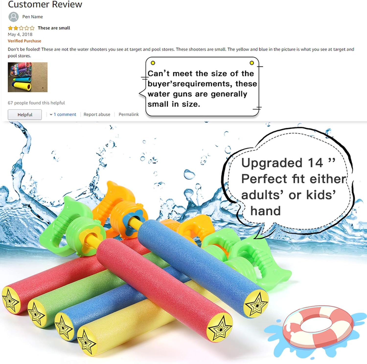 Lucky Doug 6 PCS Foam Water Guns Set for Kids, 13.2" Water Squirt Guns Blaster Pool Toys for Kids Shooter Swimming Pool Party Outdoor Beach Sand Fighting : Toys & Games
