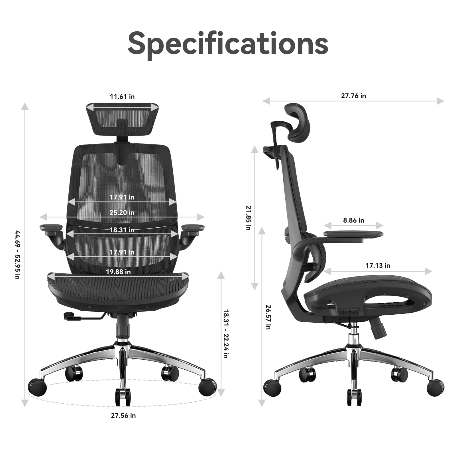 SIHOO M59AS Ergonomic Office Chair, Dual Backrest, Adaptive Lumbar Support, Black, Pack of 1 - Image 2