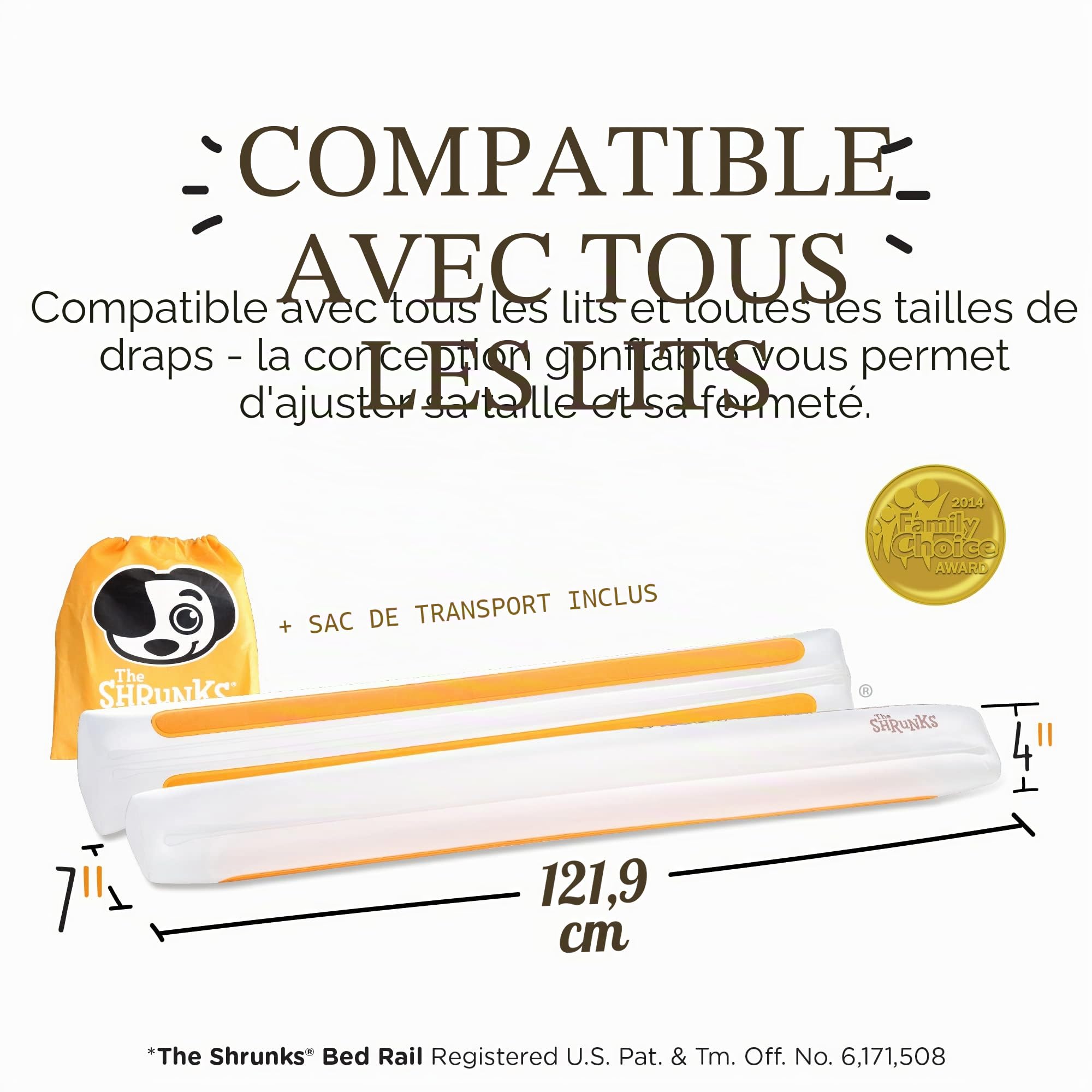 The Shrunks Rails de Lit Gonflables Paquet de 2 - Protège-lit Bébé 122x18x10cm