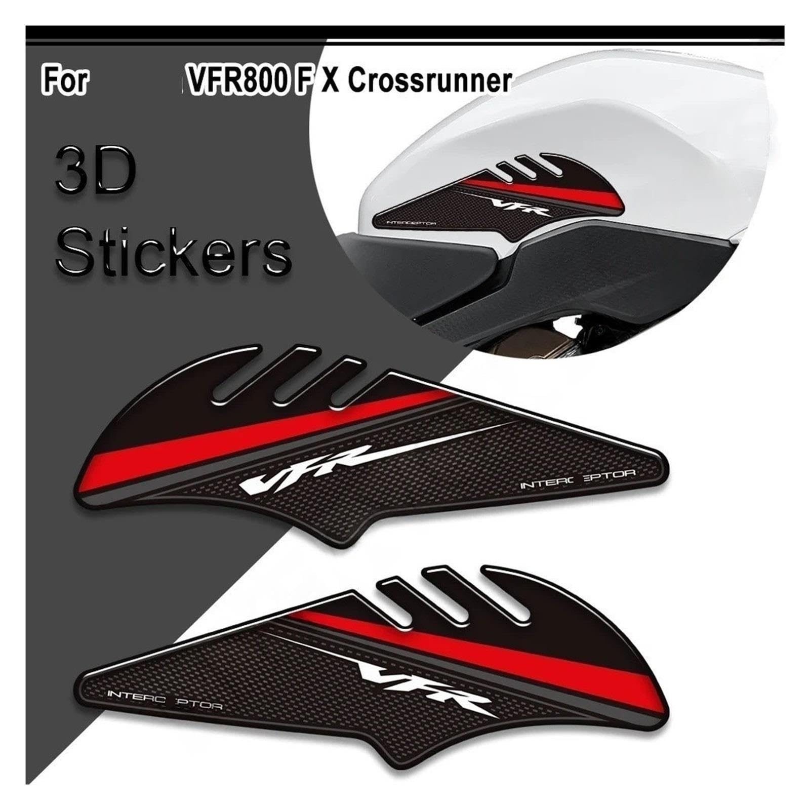 Autocollants Protection Réservoir pour H&Onda VFR 800 FX, Kit Protection Réservoir D'huile Et Carburant, Protection Carénage en Forme D'arête Poisson Moto Autocollant réservoir latéral