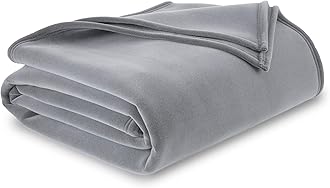 1B07037 Original Insulating Core Hotel Style Solid blanket Machine Washable Soft Cozy Warm Thermal Durable Pet Friendly All Seasons Layering Bed Sofa Blankets, Full Queen, Grey