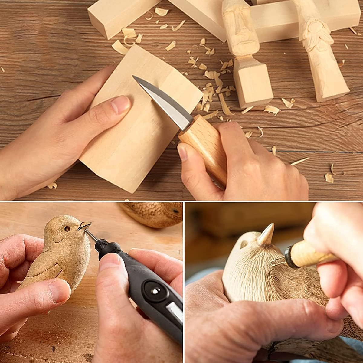 Basswood Carving Blocks - 4 Pack 6 x 3 x 3 inch Whittling Bass Wood Blocks Wood Carving Kit for Beginners, Soft Woodworking Blanks for Whittling, Use for Home, Crafts, Arts, DIY Projects