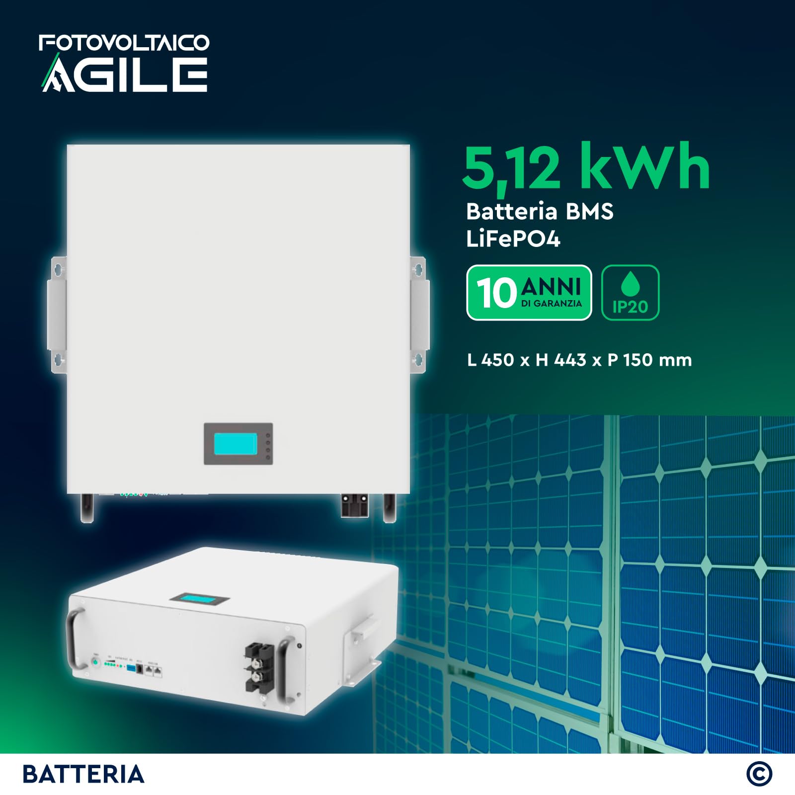 KIT Inverter Ibrido Deye 3,6 kW + Batteria 5,12 kWh - Certificato CEI 0-21 - Funzione Backup - Impianto a isola oppure ongrid