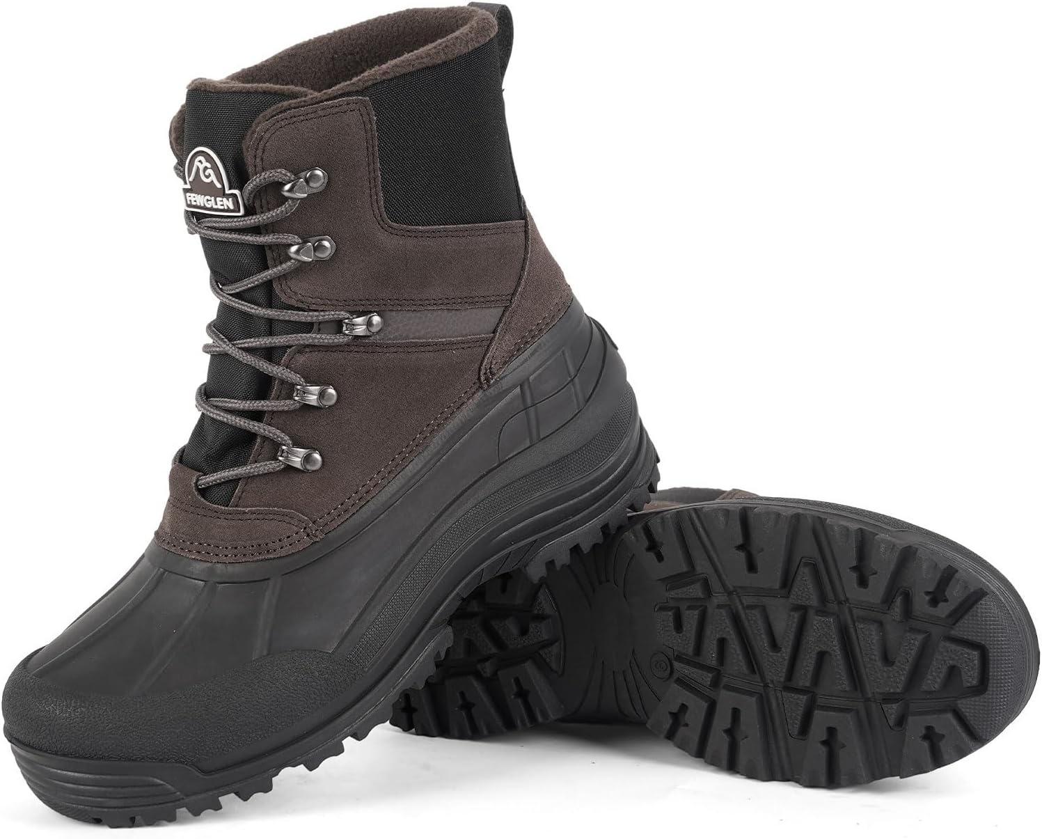 Men's Snow Boots Warm Winter Boots For Men Waterproof Insulated Mens Fur Lined Hiking Work Shoes Youth Non-slip Black Ankle High-top Shoe 8 Inch Cold Weather - Image 9