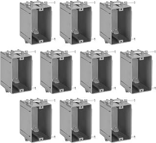 Maxxima 1-Gang 18 cu.in. PVC New Construction Outlet Box, 10-Pack - ETL Listed, 2-Hour Fire Rated Gray J-Box w/Nails