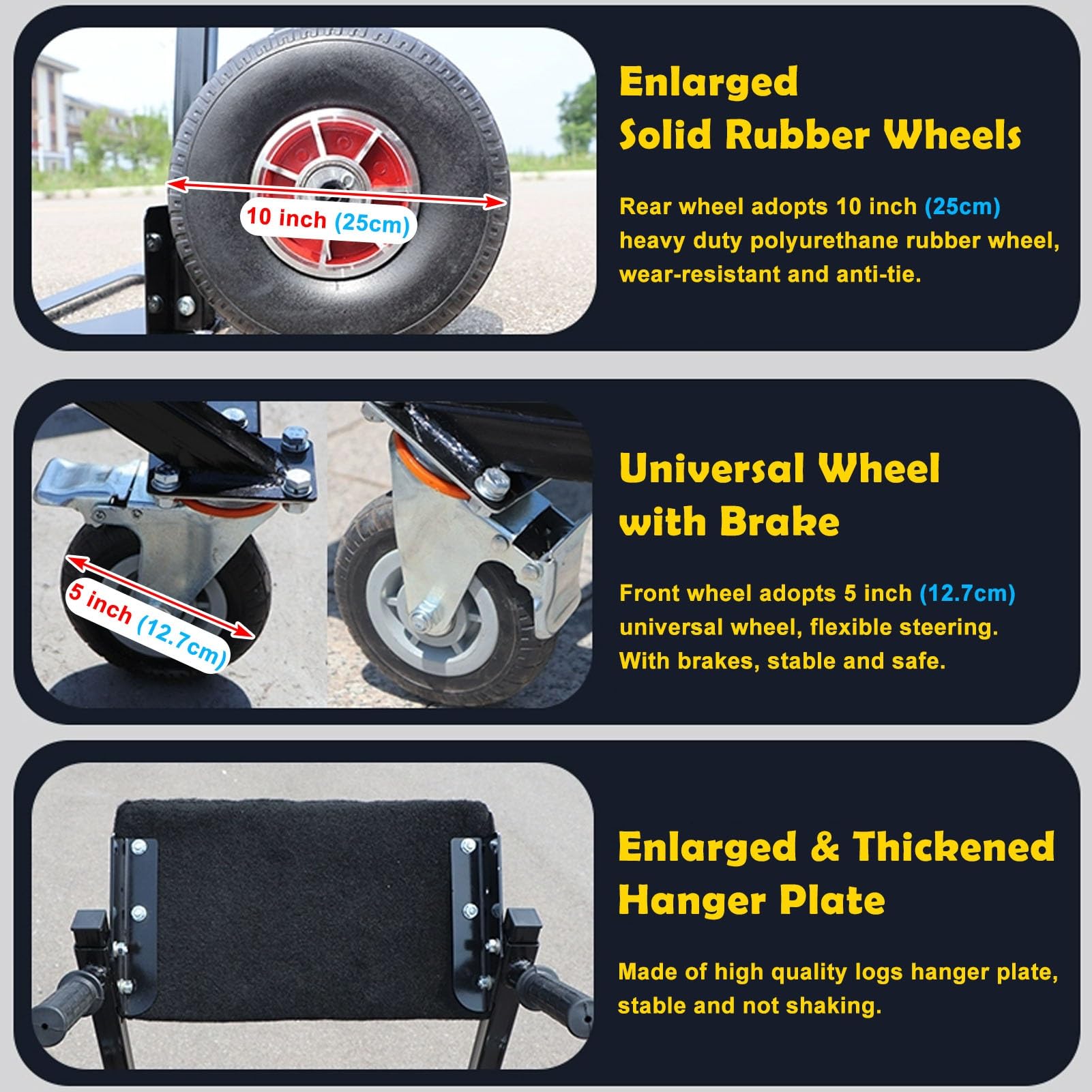 Carrello pieghevole per motore fuoribordo con ruote in gomma, supporto resistente per motori di piccole e medie imbarcazioni