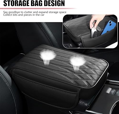 Miniatura 6 de gunhunt Pack-1 funda para reposabrazos de automóvil, protector de consola central de cuero, 12.59 x 8.66 x 1.96 pulgadas, almohadilla para