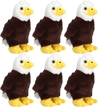6pcs Zoo Bald Eagle Stuffed Animal Lover Gifts for Friends Wild Zoo Animals Bald Eagle Furry Plaything 7.87 Inches Gifts for Families