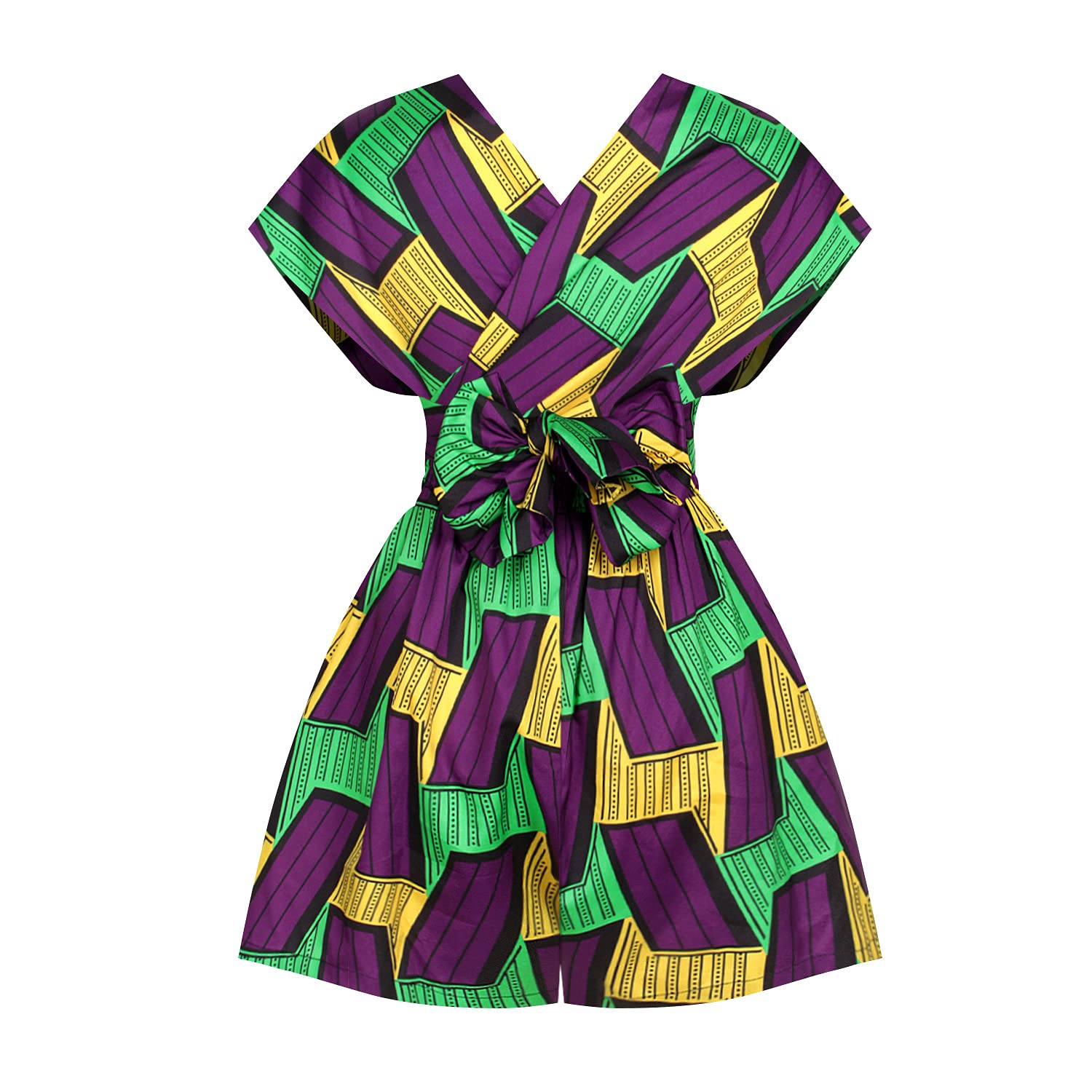 QIAOZHIWomen's African Clothing Print Jumpsuit Multiple Wear Wide Leg Short Pants