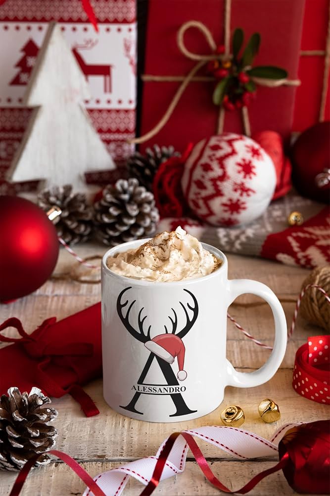 Tazza Natale con Iniziale C - Maison Bleue Handmade