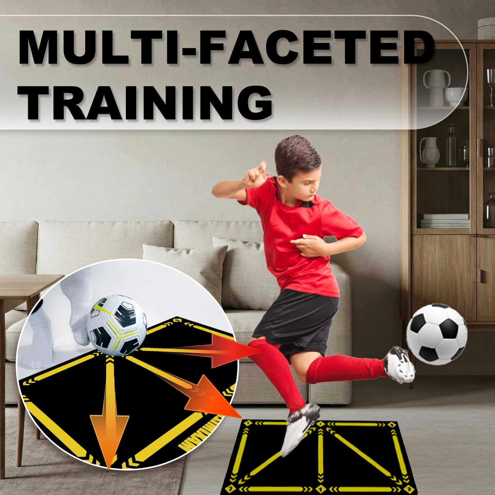 Soccer Training Mat XL 90x60cm for Dribble Ball Control Footwork