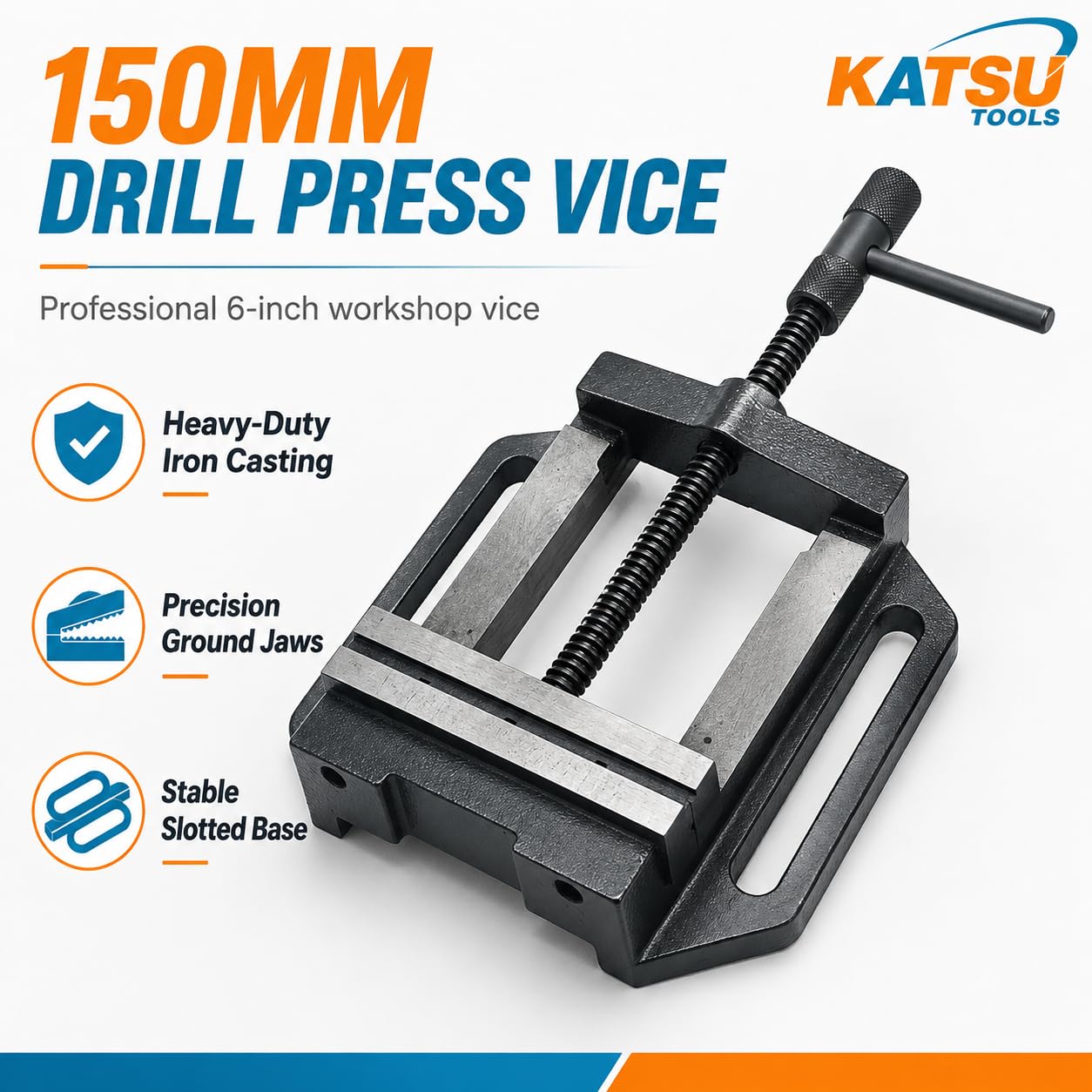 KATSU Tornillo de Banco de Prensa de Taladro 6" 150mm Precisión Profesional Tipo Alemán Pilar Banco Taladro Vice Abrazadera para Taller Fresadora Maquinaria 4022766