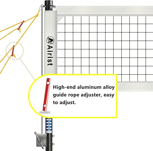 Miniatura 24 de Red de voleibol de alta resistencia para exteriores con sistema de acero antidesgarro, postes de aluminio ajustables, juego de redes profesionales