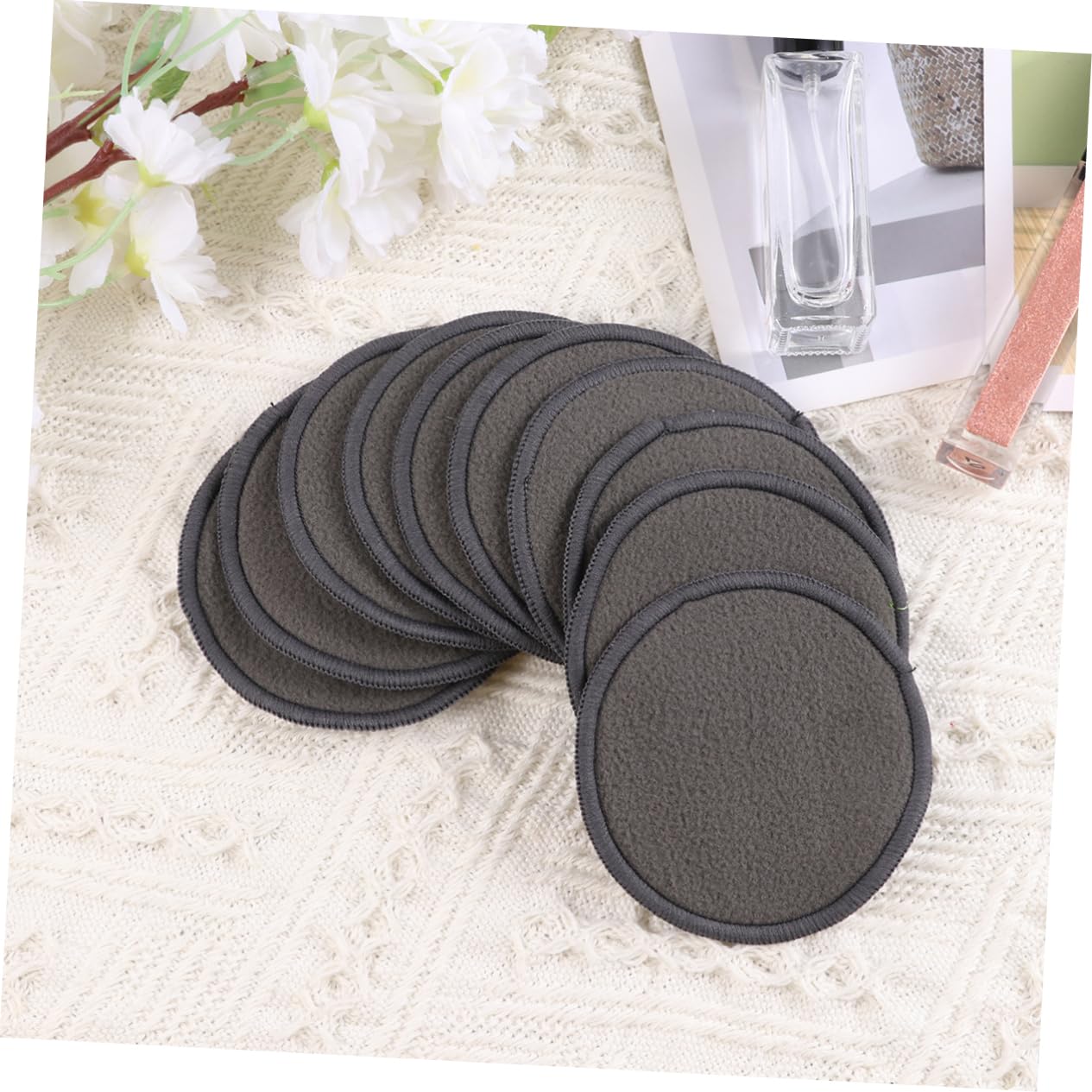 Mikinona Pack Bamboo Charcoal Makeup Removal Pads Soft Cleaning Pads Brush Reusable Facial Makeup Powder Puff Set for Gentle