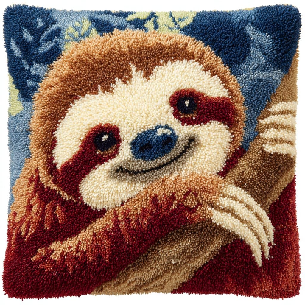 WallustrioaW Latch Hook Kits DIY Throw Pillow Cover,Animal Sloth
