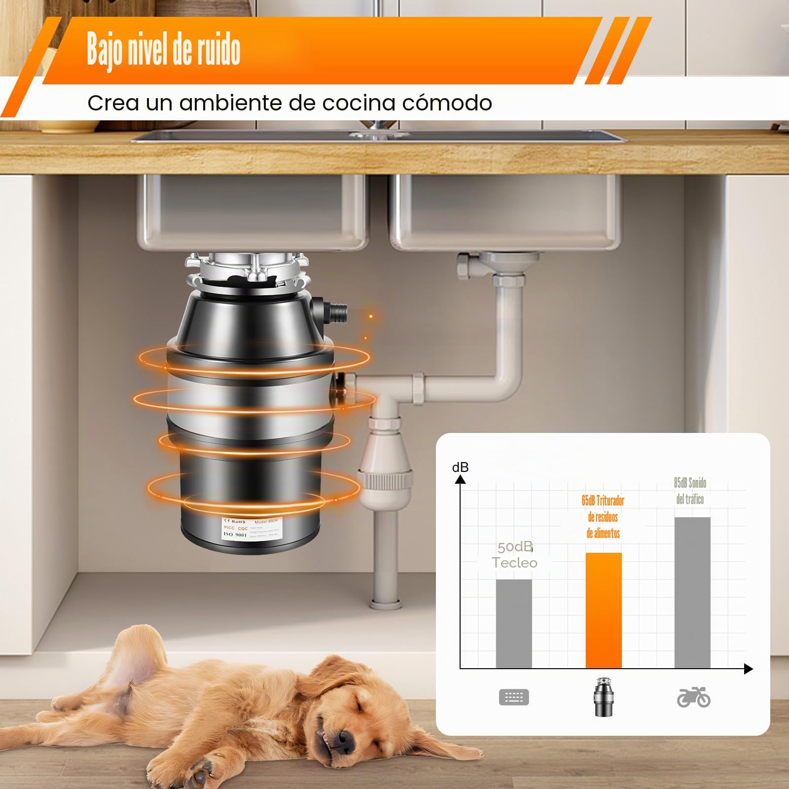 220V 560W Cocina Desechos de Alimentos Trituradora de residuos 1.4L Trituradora de residuos de cocina Trituradora de residuos 0,75 HP Residuos de alimentos Trituradora de residuos domésticos