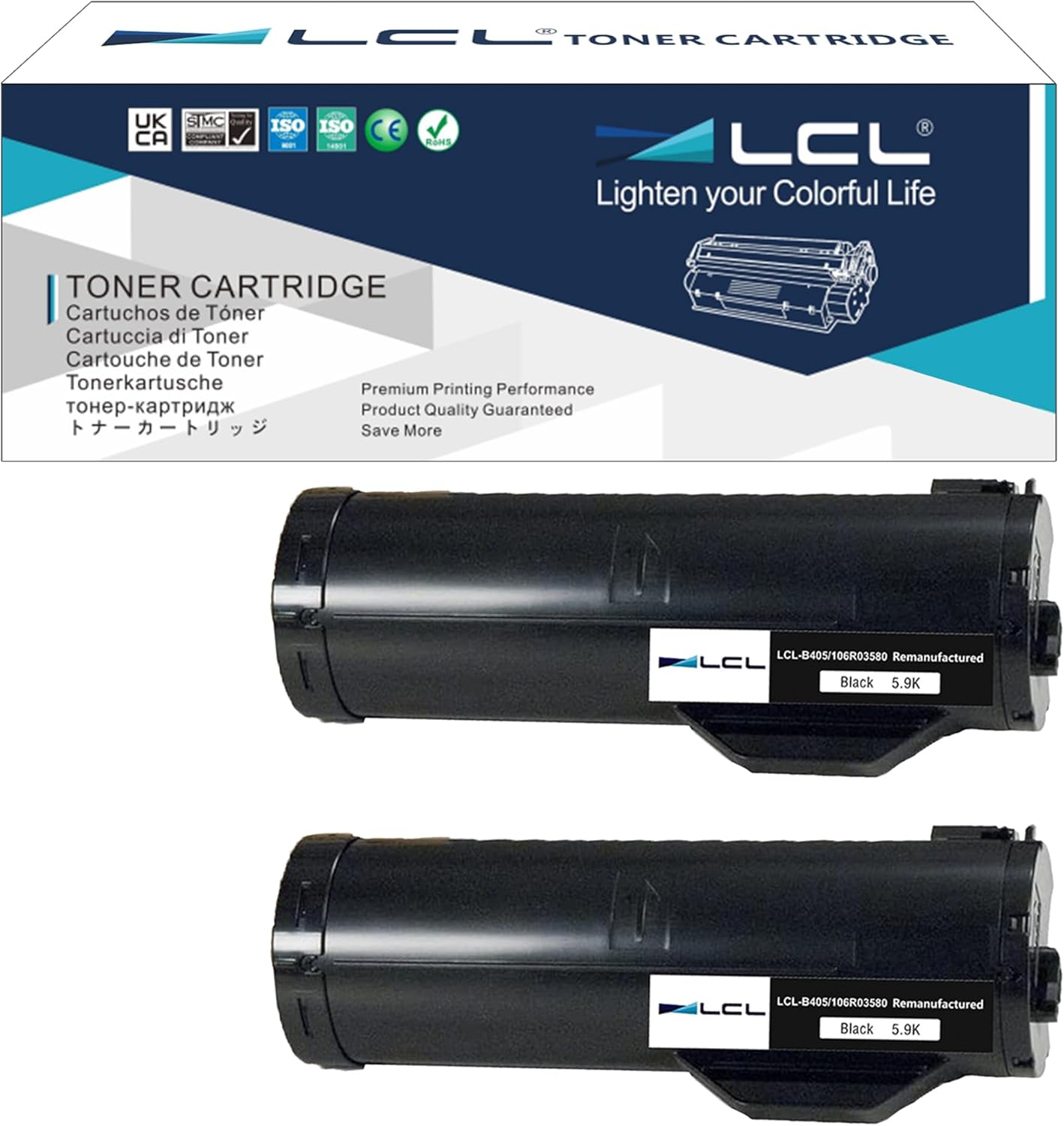 LCL B400 B405 Black Toner Cartridge Replacement for Xerox 106R03580 for VersaLink B405 B400 B400DN B400N B405DN Printers (2-Pack)