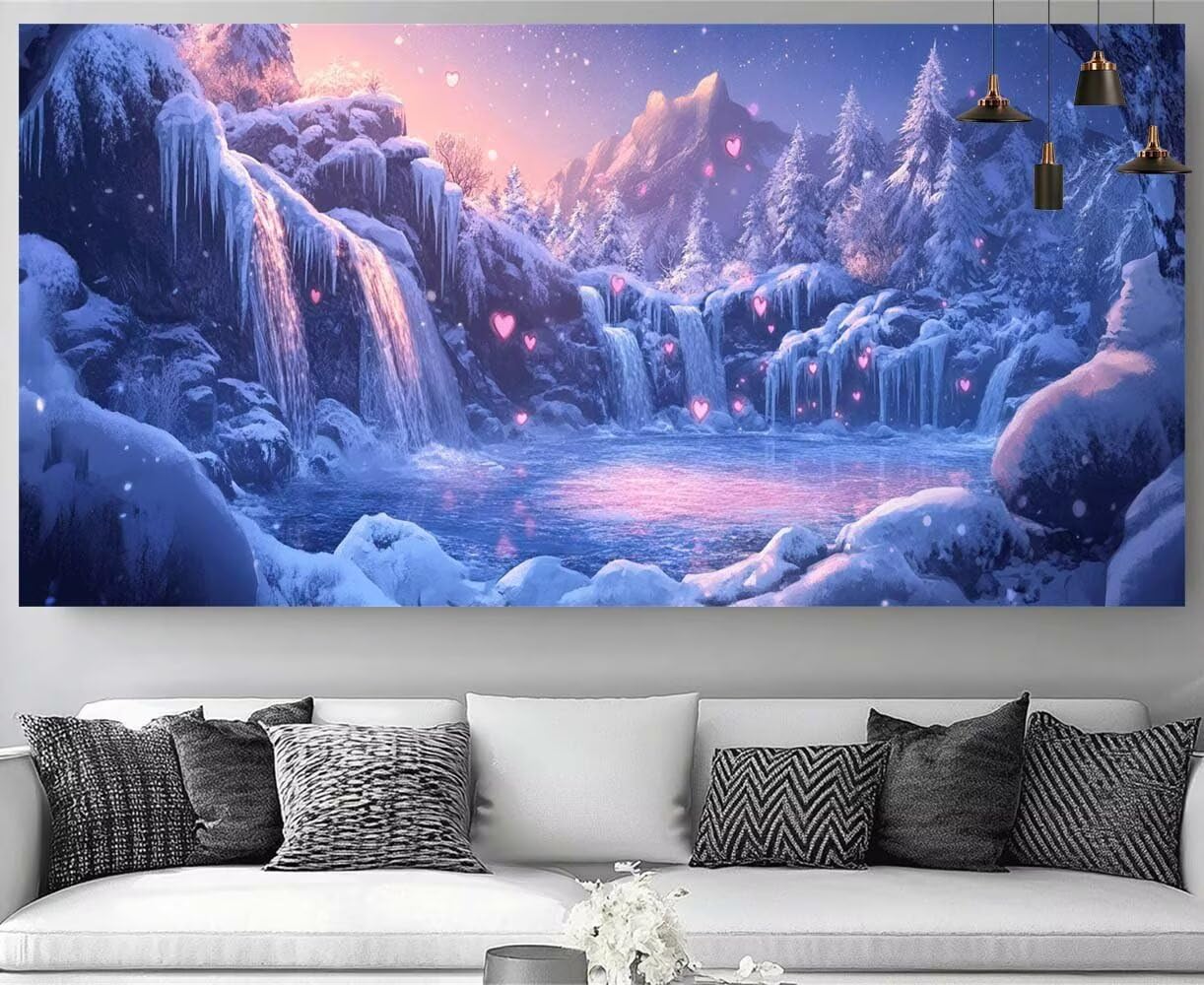 Tableau strass diamant géant 100x300cm paysage enneigé 5D - 8